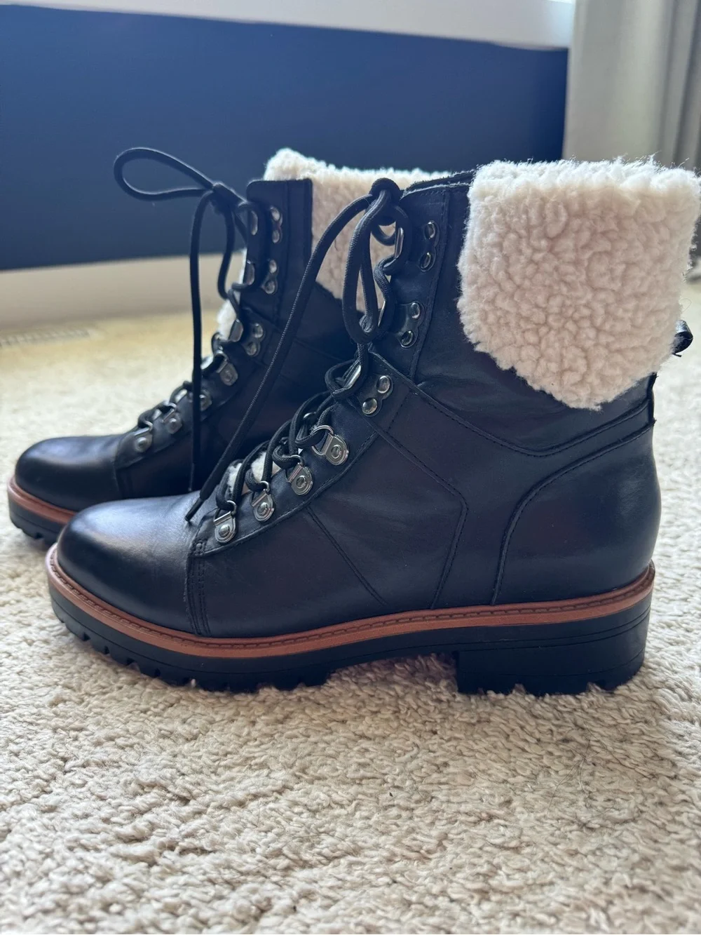 Marc Fisher Isabel Leather Sherpa Boots Size 10